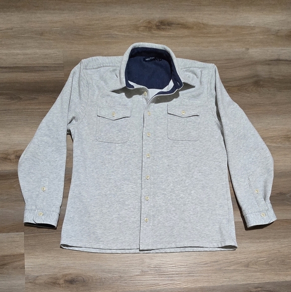 Nautica Other - Nautica Light Gray Long Sleeve Fleece Shirt Shacket Sweatshirt Unisex Size XL